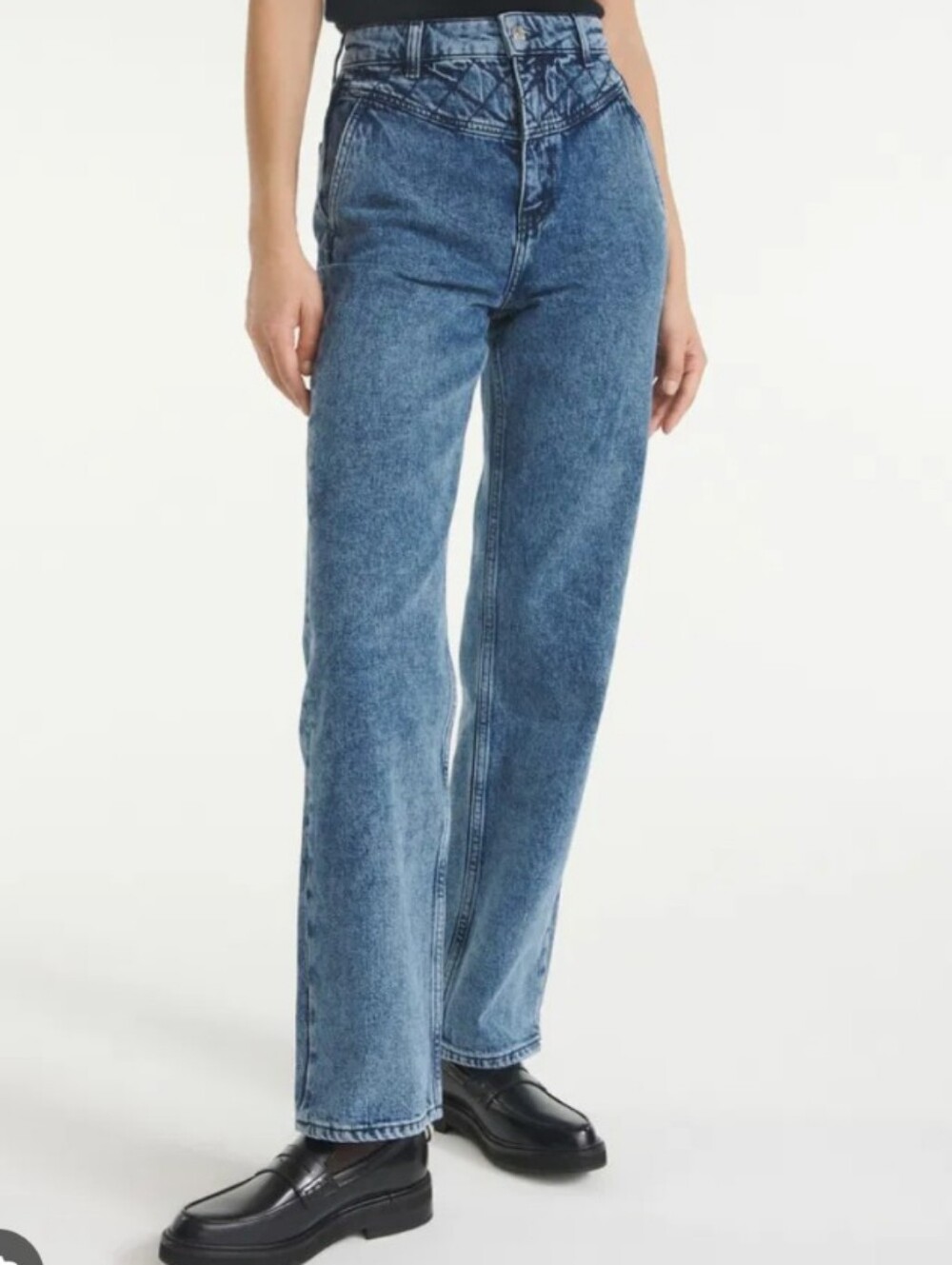 The Kooples Naomy Wide Leg Jean With Quilted Waist